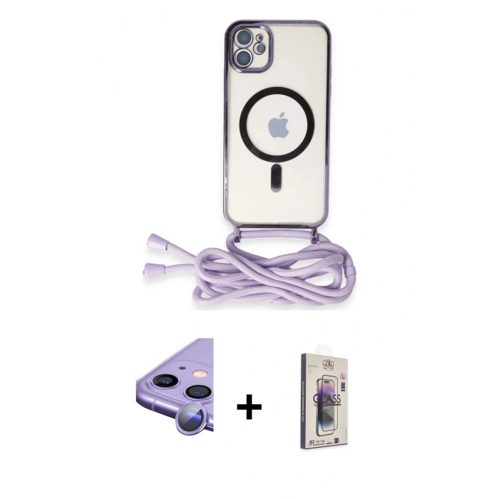 MARSİLYAN™- iPhone 11 Kılıf Eksen Özel Seri - Siyah Bilvis 3D Cam Ekran Koruyucu + Raze Metal Kamera Lens - MR