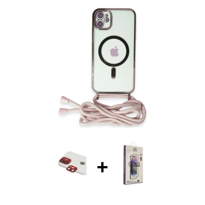 MARSİLYAN™- iPhone 11 Kılıf Eksen Özel Seri - Siyah Bilvis 3D Cam Ekran Koruyucu + Pers Alüminyum Kamera Lens - KI