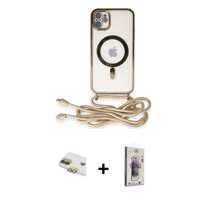 MARSİLYAN™- iPhone 11 Kılıf Eksen Özel Seri - Siyah Bilvis 3D Cam Ekran Koruyucu + Pers Alüminyum Kamera Lens - GD