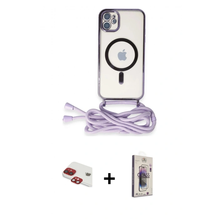 MARSİLYAN™- iPhone 11 Kılıf Eksen Özel Seri - Siyah Bilvis 3D Cam Ekran Koruyucu + Pers Alüminyum Kamera Lens - KI