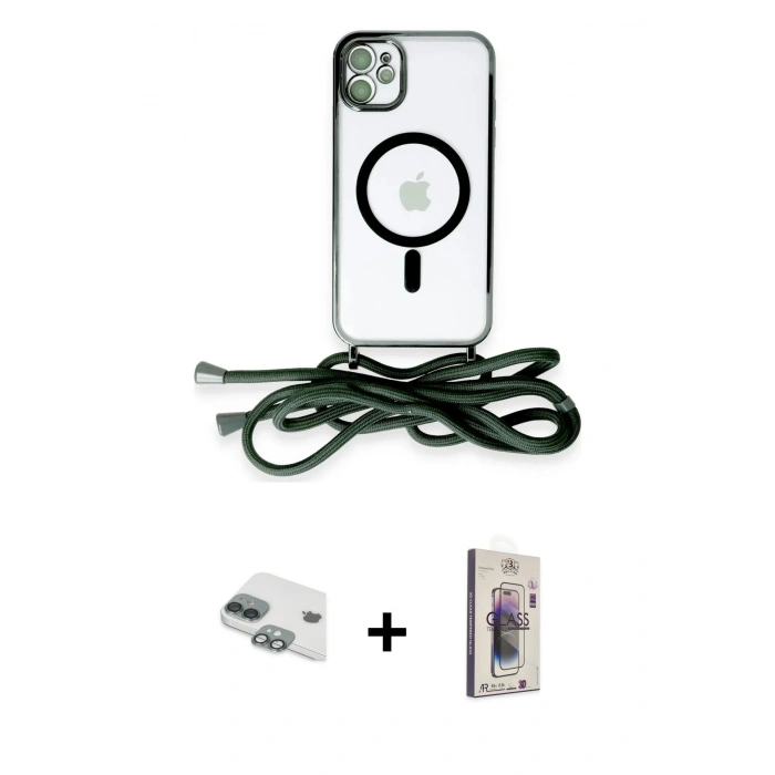 MARSİLYAN™- iPhone 11 Kılıf Eksen Özel Seri - Siyah Bilvis 3D Cam Ekran Koruyucu + Pers Alüminyum Kamera Lens - YL