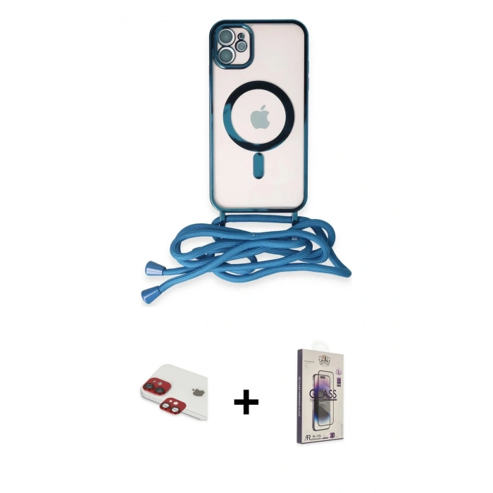 MARSİLYAN™- iPhone 11 Kılıf Eksen Özel Seri - Siyah Bilvis 3D Cam Ekran Koruyucu + Pers Alüminyum Kamera Lens - KI