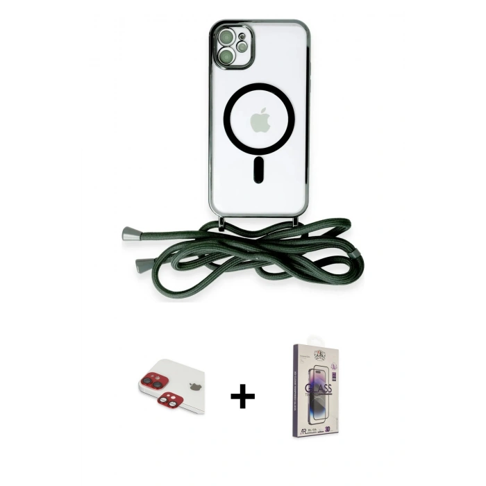 MARSİLYAN™- iPhone 11 Kılıf Eksen Özel Seri - Siyah Bilvis 3D Cam Ekran Koruyucu + Pers Alüminyum Kamera Lens - KI