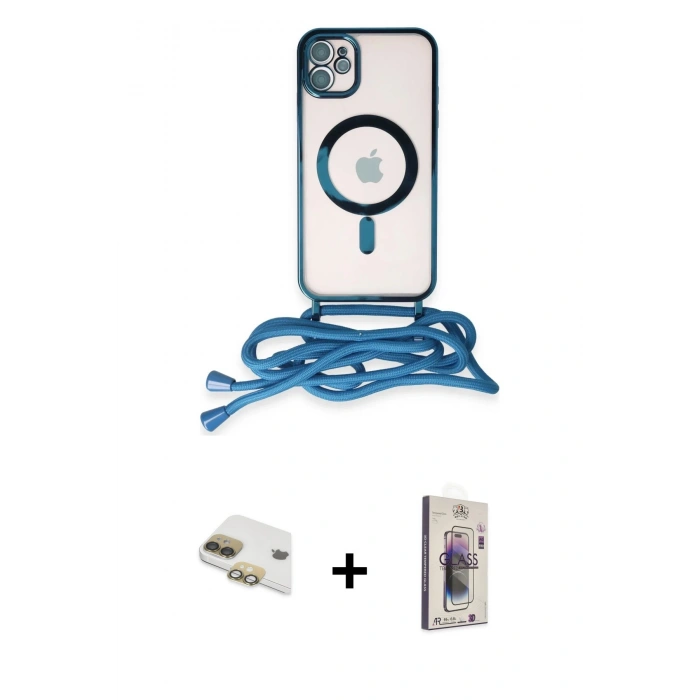 MARSİLYAN™- iPhone 11 Kılıf Eksen Özel Seri - Siyah Bilvis 3D Cam Ekran Koruyucu + Pers Alüminyum Kamera Lens - GD