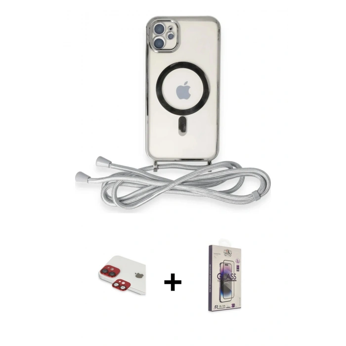 MARSİLYAN™- iPhone 11 Kılıf Eksen Özel Seri - Siyah Bilvis 3D Cam Ekran Koruyucu + Pers Alüminyum Kamera Lens - KI
