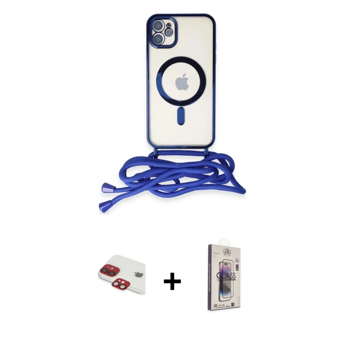 MARSİLYAN™- iPhone 11 Kılıf Eksen Özel Seri - Siyah Bilvis 3D Cam Ekran Koruyucu + Pers Alüminyum Kamera Lens - KI