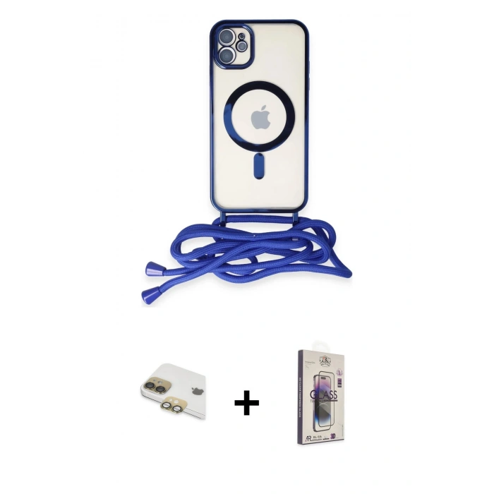 MARSİLYAN™- iPhone 11 Kılıf Eksen Özel Seri - Siyah Bilvis 3D Cam Ekran Koruyucu + Pers Alüminyum Kamera Lens - GD