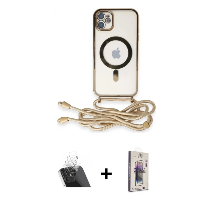 MARSİLYAN™- iPhone 11 Kılıf Eksen Özel Seri - Siyah Bilvis 3D Cam Ekran Koruyucu + Kamera Lens Koruma Cam - SF