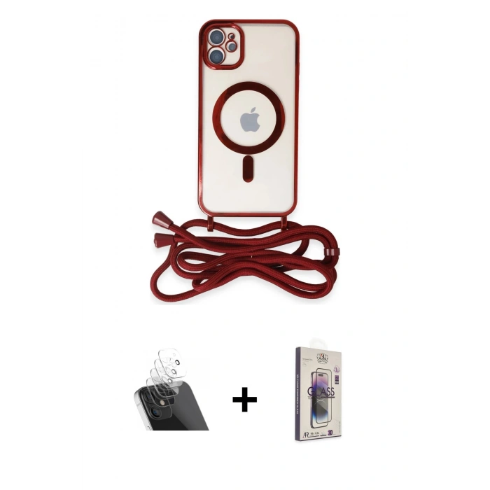 MARSİLYAN™- iPhone 11 Kılıf Eksen Özel Seri - Siyah Bilvis 3D Cam Ekran Koruyucu + Kamera Lens Koruma Cam - SF