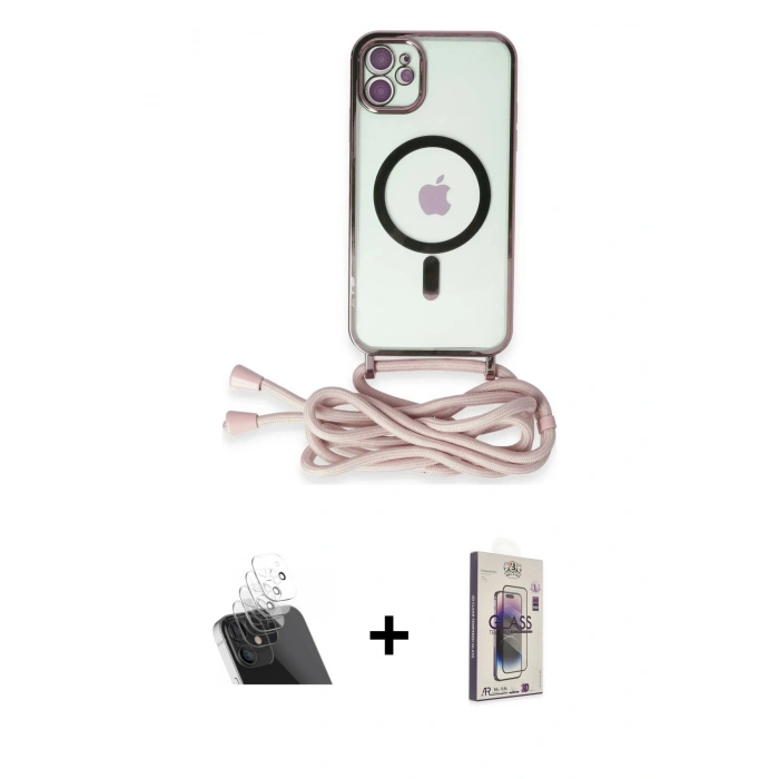 MARSİLYAN™- iPhone 11 Kılıf Eksen Özel Seri - Siyah Bilvis 3D Cam Ekran Koruyucu + Kamera Lens Koruma Cam - SF