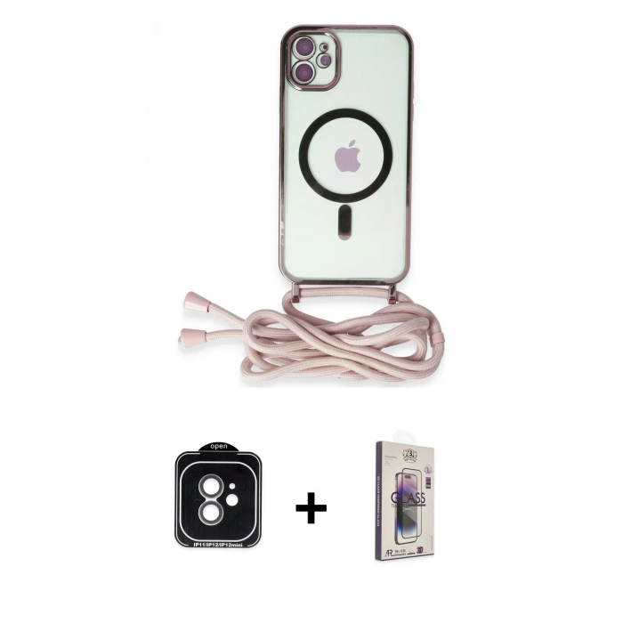 MARSİLYAN™- iPhone 11 Kılıf Eksen Özel Seri - Siyah Bilvis 3D Cam Ekran Koruyucu + PVD Metal Kamera Lens - YL