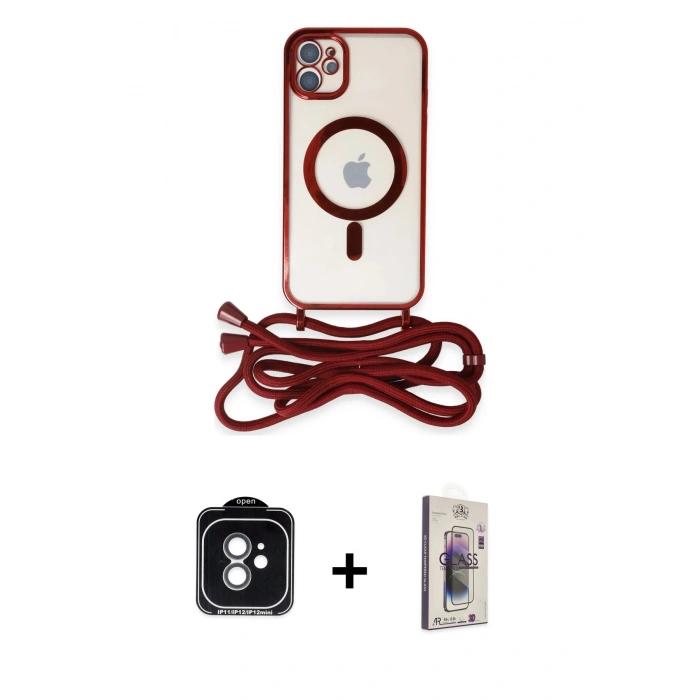 MARSİLYAN™- iPhone 11 Kılıf Eksen Özel Seri - Siyah Bilvis 3D Cam Ekran Koruyucu + PVD Metal Kamera Lens - YL