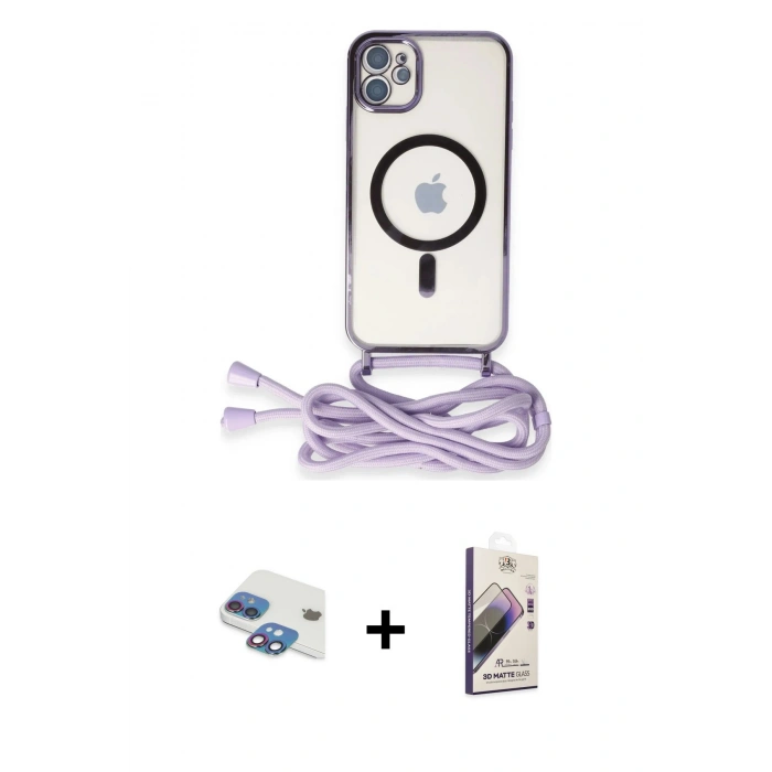 MARSİLYAN™- iPhone 11 Kılıf Eksen Özel Seri - Siyah Bilvis 3D Mat Cam Ekran Koruyucu + Pers Alüminyum Kamera Lens - GI