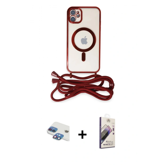 MARSİLYAN™- iPhone 11 Kılıf Eksen Özel Seri - Siyah Bilvis 3D Mat Cam Ekran Koruyucu + Pers Alüminyum Kamera Lens - GI
