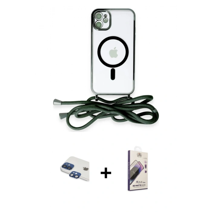 MARSİLYAN™- iPhone 11 Kılıf Eksen Özel Seri - Siyah Bilvis 3D Mat Cam Ekran Koruyucu + Pers Alüminyum Kamera Lens - LT