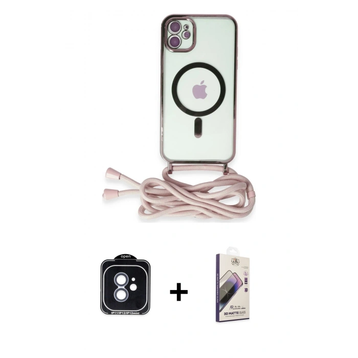 MARSİLYAN™- iPhone 11 Kılıf Eksen Özel Seri - Siyah Bilvis 3D Mat Cam Ekran Koruyucu + PVD Metal Kamera Lens - MI
