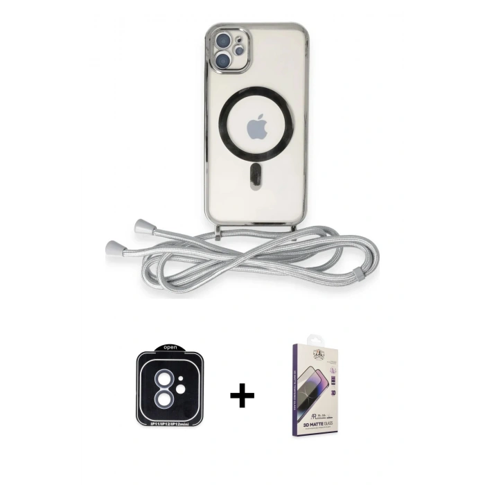 MARSİLYAN™- iPhone 11 Kılıf Eksen Özel Seri - Siyah Bilvis 3D Mat Cam Ekran Koruyucu + PVD Metal Kamera Lens - MI