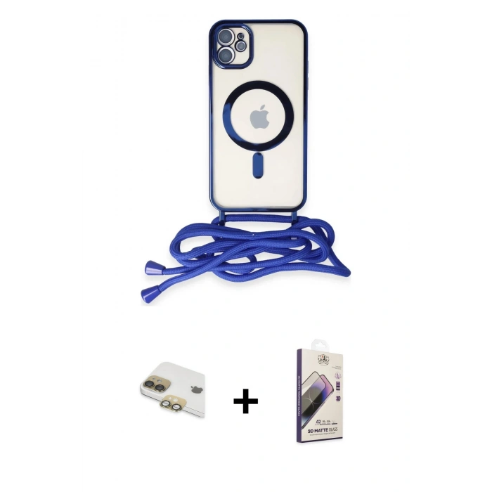 MARSİLYAN™- iPhone 11 Kılıf Eksen Özel Seri - Siyah Bilvis 3D Mat Cam Ekran Koruyucu + Pers Alüminyum Kamera Lens - GD