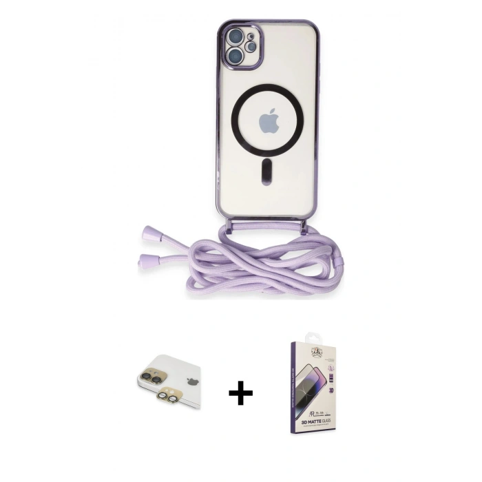 MARSİLYAN™- iPhone 11 Kılıf Eksen Özel Seri - Siyah Bilvis 3D Mat Cam Ekran Koruyucu + Pers Alüminyum Kamera Lens - GD