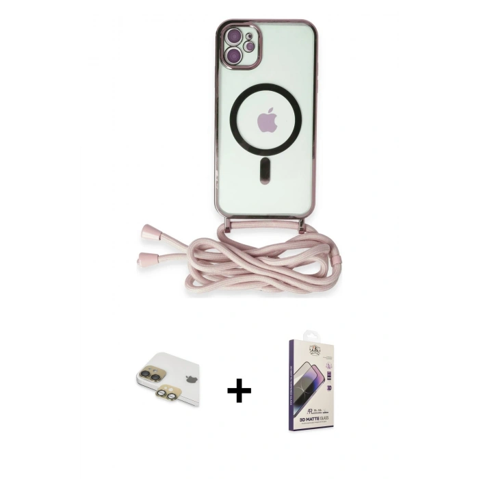 MARSİLYAN™- iPhone 11 Kılıf Eksen Özel Seri - Siyah Bilvis 3D Mat Cam Ekran Koruyucu + Pers Alüminyum Kamera Lens - GD