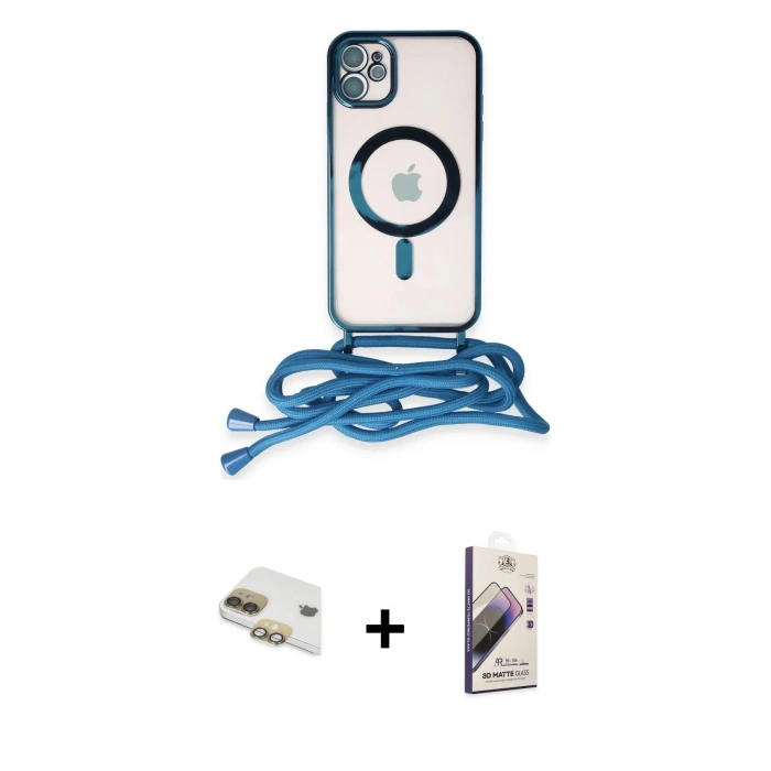 MARSİLYAN™- iPhone 11 Kılıf Eksen Özel Seri - Siyah Bilvis 3D Mat Cam Ekran Koruyucu + Pers Alüminyum Kamera Lens - GD