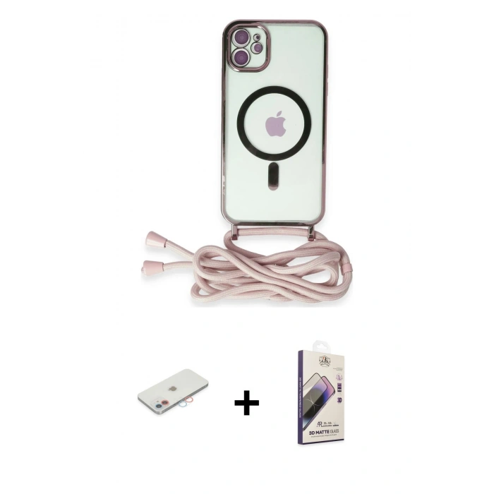 MARSİLYAN™- iPhone 11 Kılıf Eksen Özel Seri - Siyah Bilvis 3D Mat Cam Ekran Koruyucu + Renkli Kamera Lens Koruma Cam - PE