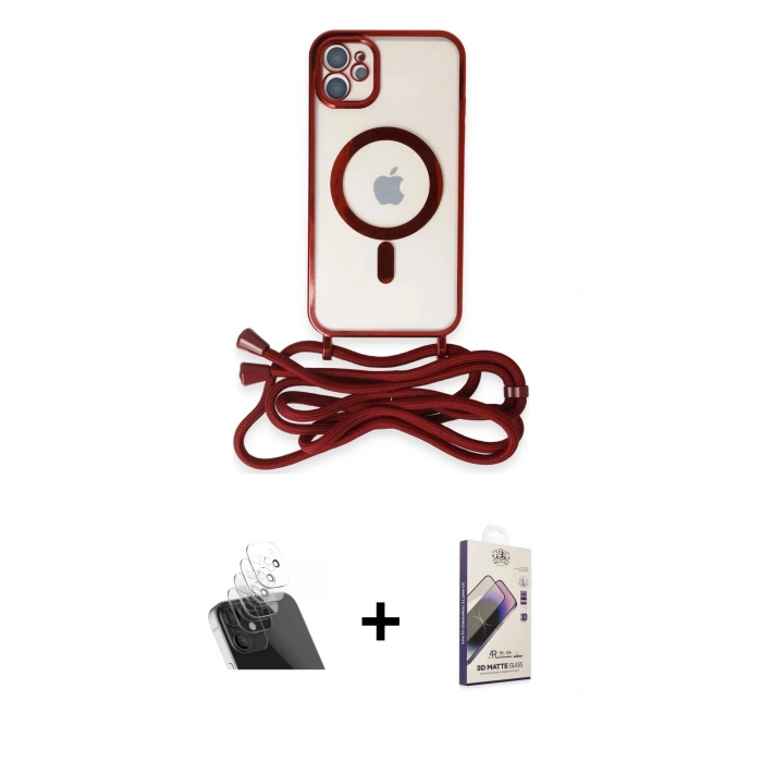 MARSİLYAN™- iPhone 11 Kılıf Eksen Özel Seri - Siyah Bilvis 3D Mat Cam Ekran Koruyucu + Şeffaf Kamera Lens Koruma Cam