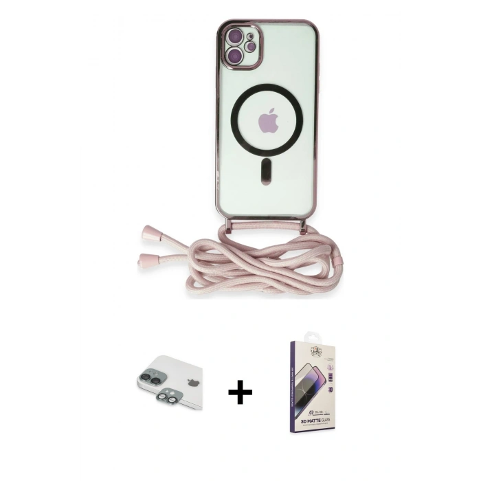 MARSİLYAN™- iPhone 11 Kılıf Eksen Özel Seri - Siyah Bilvis 3D Mat Cam Ekran Koruyucu + Pers Alüminyum Kamera Lens - YL