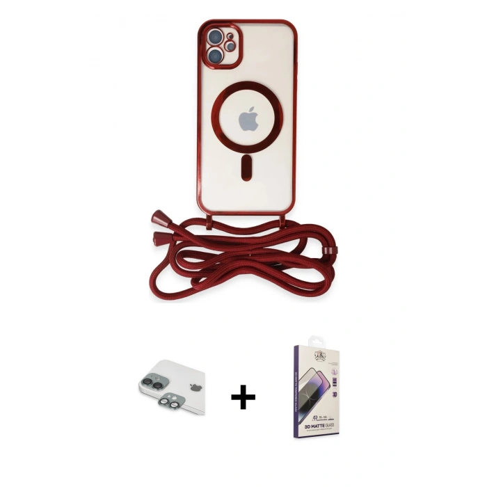 MARSİLYAN™- iPhone 11 Kılıf Eksen Özel Seri - Siyah Bilvis 3D Mat Cam Ekran Koruyucu + Pers Alüminyum Kamera Lens - YL