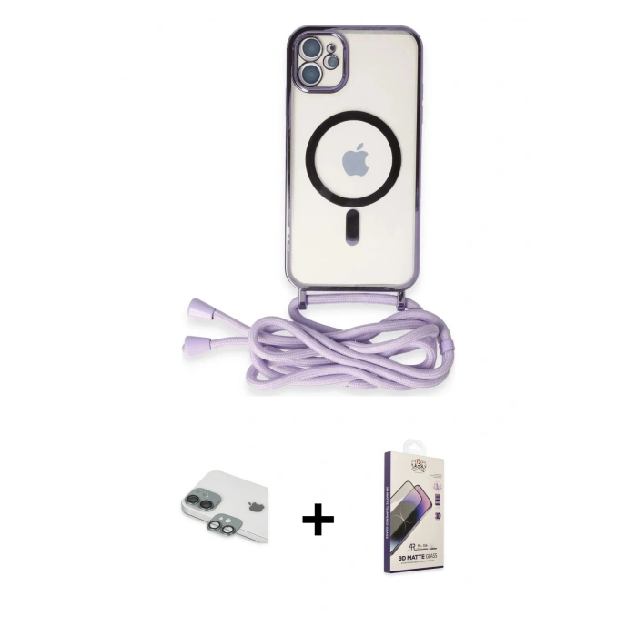 MARSİLYAN™- iPhone 11 Kılıf Eksen Özel Seri - Siyah Bilvis 3D Mat Cam Ekran Koruyucu + Pers Alüminyum Kamera Lens - YL