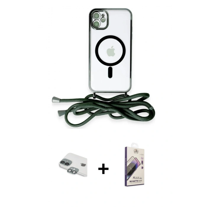 MARSİLYAN™- iPhone 11 Kılıf Eksen Özel Seri - Siyah Bilvis 3D Mat Cam Ekran Koruyucu + Pers Alüminyum Kamera Lens - YL