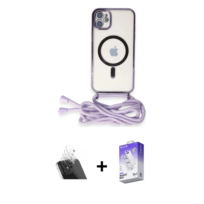 MARSİLYAN™- iPhone 11 Kılıf Eksen Özel Seri - Siyah Bilvis 5in1 3D Magic Cam Ekran Koruyucu + Kamera Lens Koruma Cam - SF