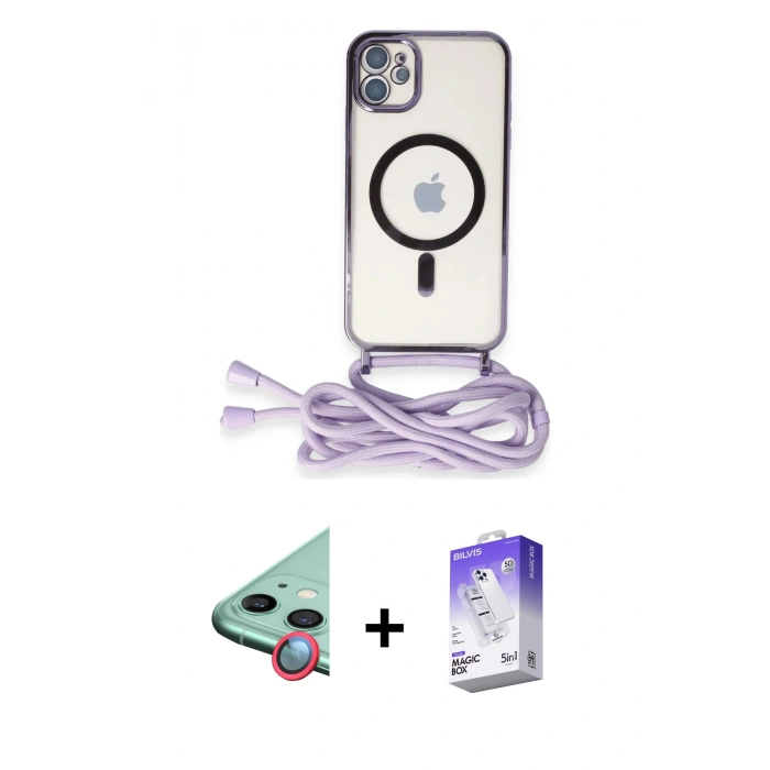 MARSİLYAN™- iPhone 11 Kılıf Eksen Özel Seri - Siyah Bilvis 5in1 3D Magic Cam Ekran Koruyucu + Raze Metal Kamera Lens - KI