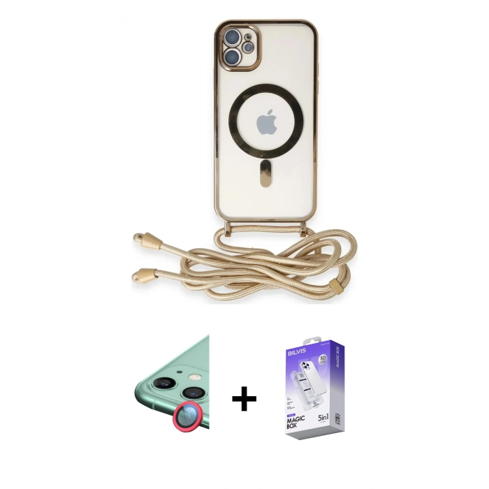 MARSİLYAN™- iPhone 11 Kılıf Eksen Özel Seri - Siyah Bilvis 5in1 3D Magic Cam Ekran Koruyucu + Raze Metal Kamera Lens - KI