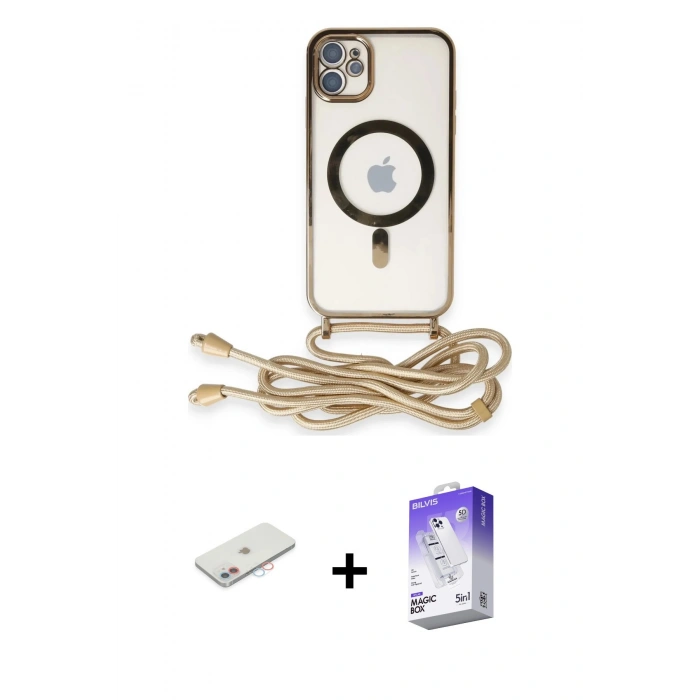 MARSİLYAN™- iPhone 11 Kılıf Eksen Özel Seri - Siyah Bilvis 5in1 3D Magic Cam Ekran Koruyucu + Pembe Renkli Kamera Lens Koruma Cam
