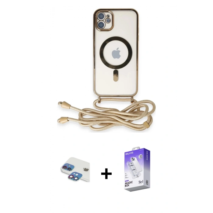 MARSİLYAN™- iPhone 11 Kılıf Eksen Özel Seri - Siyah Bilvis 5in1 3D Magic Cam Ekran Koruyucu + Pers Alüminyum Kamera Lens - GI
