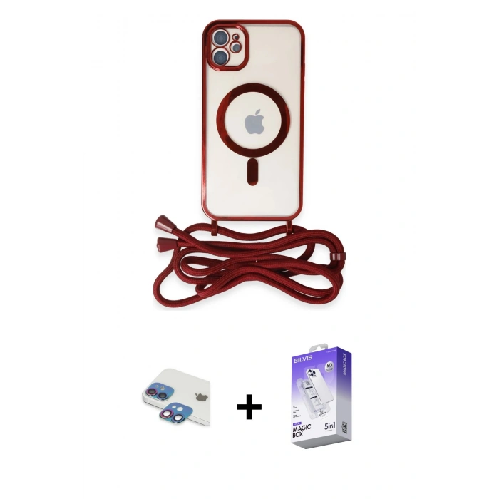 MARSİLYAN™- iPhone 11 Kılıf Eksen Özel Seri - Siyah Bilvis 5in1 3D Magic Cam Ekran Koruyucu + Pers Alüminyum Kamera Lens - GI