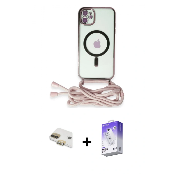 MARSİLYAN™- iPhone 11 Kılıf Eksen Özel Seri - Siyah Bilvis 5in1 3D Magic Cam Ekran Koruyucu + Pers Alüminyum Kamera Lens - GD