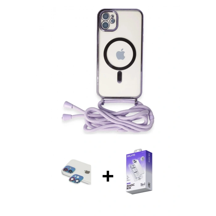 MARSİLYAN™- iPhone 11 Kılıf Eksen Özel Seri - Siyah Bilvis 5in1 3D Magic Cam Ekran Koruyucu + Pers Alüminyum Kamera Lens - GI