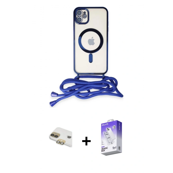 MARSİLYAN™- iPhone 11 Kılıf Eksen Özel Seri - Siyah Bilvis 5in1 3D Magic Cam Ekran Koruyucu + Pers Alüminyum Kamera Lens - GD