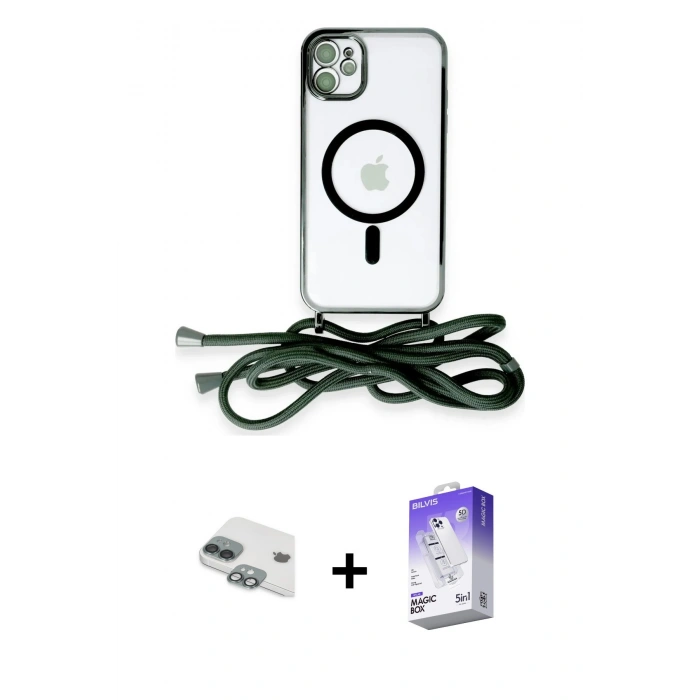 MARSİLYAN™- iPhone 11 Kılıf Eksen Özel Seri - Siyah Bilvis 5in1 3D Magic Cam Ekran Koruyucu + Pers Alüminyum Kamera Lens - YL