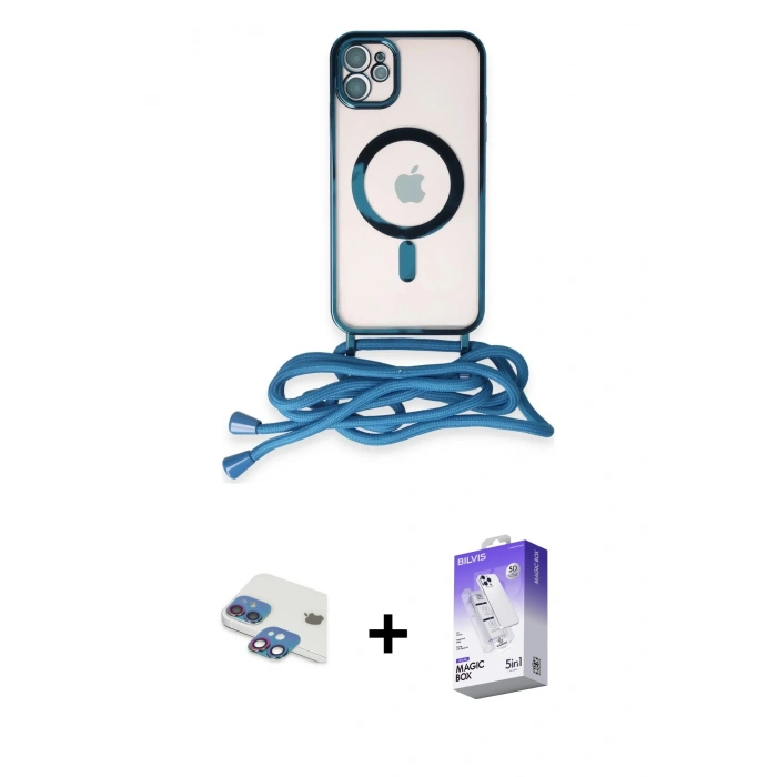 MARSİLYAN™- iPhone 11 Kılıf Eksen Özel Seri - Siyah Bilvis 5in1 3D Magic Cam Ekran Koruyucu + Pers Alüminyum Kamera Lens - GI