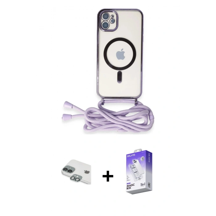 MARSİLYAN™- iPhone 11 Kılıf Eksen Özel Seri - Siyah Bilvis 5in1 3D Magic Cam Ekran Koruyucu + Pers Alüminyum Kamera Lens - YL