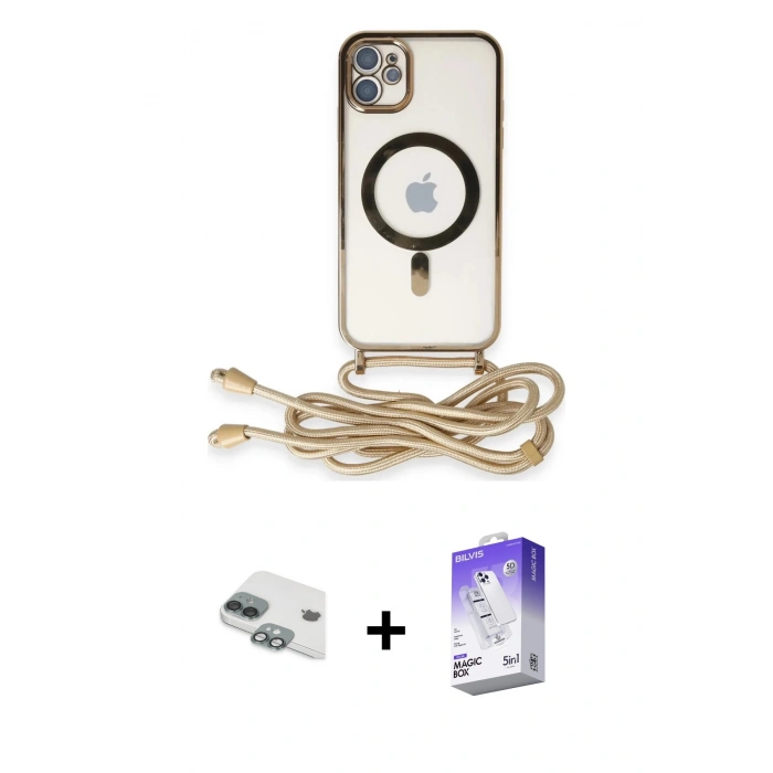 MARSİLYAN™- iPhone 11 Kılıf Eksen Özel Seri - Siyah Bilvis 5in1 3D Magic Cam Ekran Koruyucu + Pers Alüminyum Kamera Lens - YL