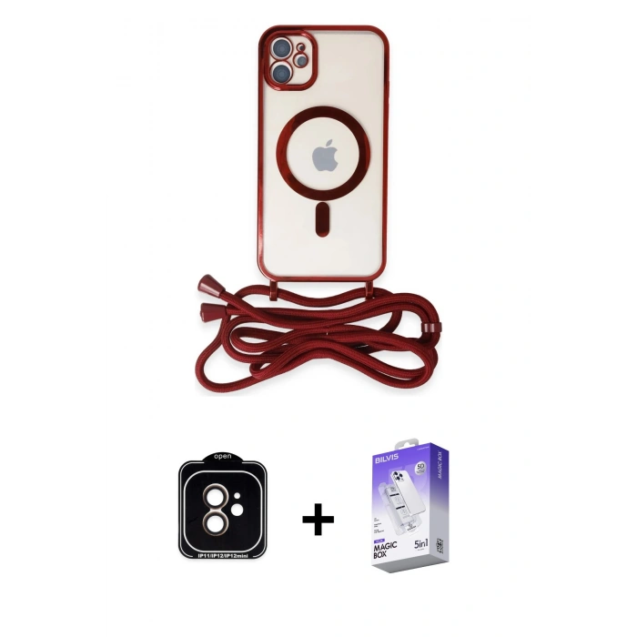 MARSİLYAN™- iPhone 11 Kılıf Eksen Özel Seri - Siyah Bilvis 5in1 3D Magic Cam Ekran Koruyucu + PVD Metal Kamera Lens - TU