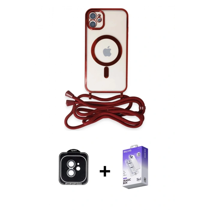 MARSİLYAN™- iPhone 11 Kılıf Eksen Özel Seri - Siyah Bilvis 5in1 3D Magic Cam Ekran Koruyucu + PVD Metal Kamera Lens - YL