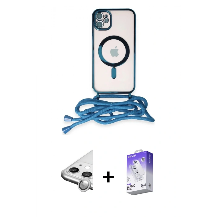 MARSİLYAN™- iPhone 11 Kılıf Eksen Özel Seri - Siyah Bilvis 5in1 3D Magic Cam Ekran Koruyucu + Raze Metal Kamera Lens - GS
