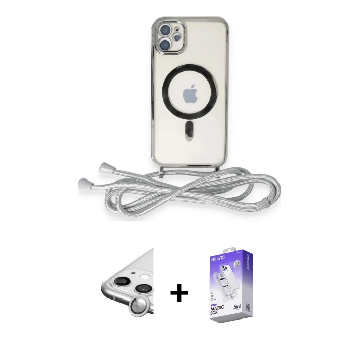 MARSİLYAN™- iPhone 11 Kılıf Eksen Özel Seri - Siyah Bilvis 5in1 3D Magic Cam Ekran Koruyucu + Raze Metal Kamera Lens - GS