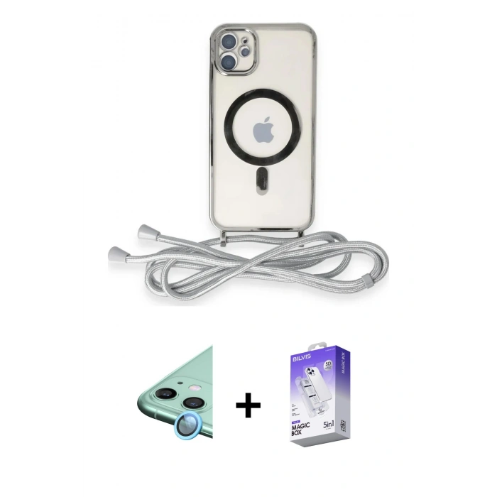 MARSİLYAN™- iPhone 11 Kılıf Eksen Özel Seri - Siyah Bilvis 5in1 3D Magic Cam Ekran Koruyucu + Raze Metal Kamera Lens - MI