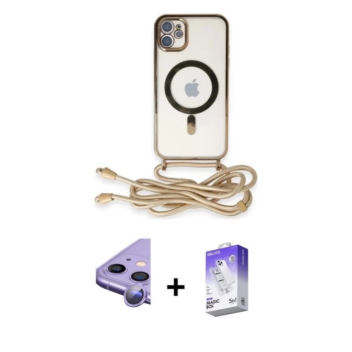 MARSİLYAN™- iPhone 11 Kılıf Eksen Özel Seri - Siyah Bilvis 5in1 3D Magic Cam Ekran Koruyucu + Raze Metal Kamera Lens - MR